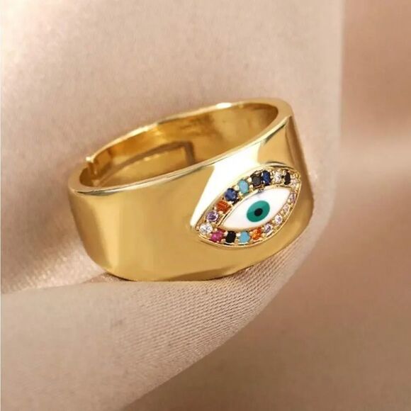 Free People Jewelry - Gold Evil Eye Ring A1636